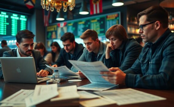 Groupe travaillant sur ordinateur et documents.